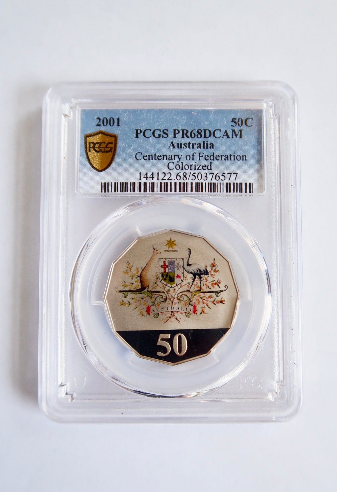 PCGS PR68 DCAM 2001 Centenary of Federation 50c Coin