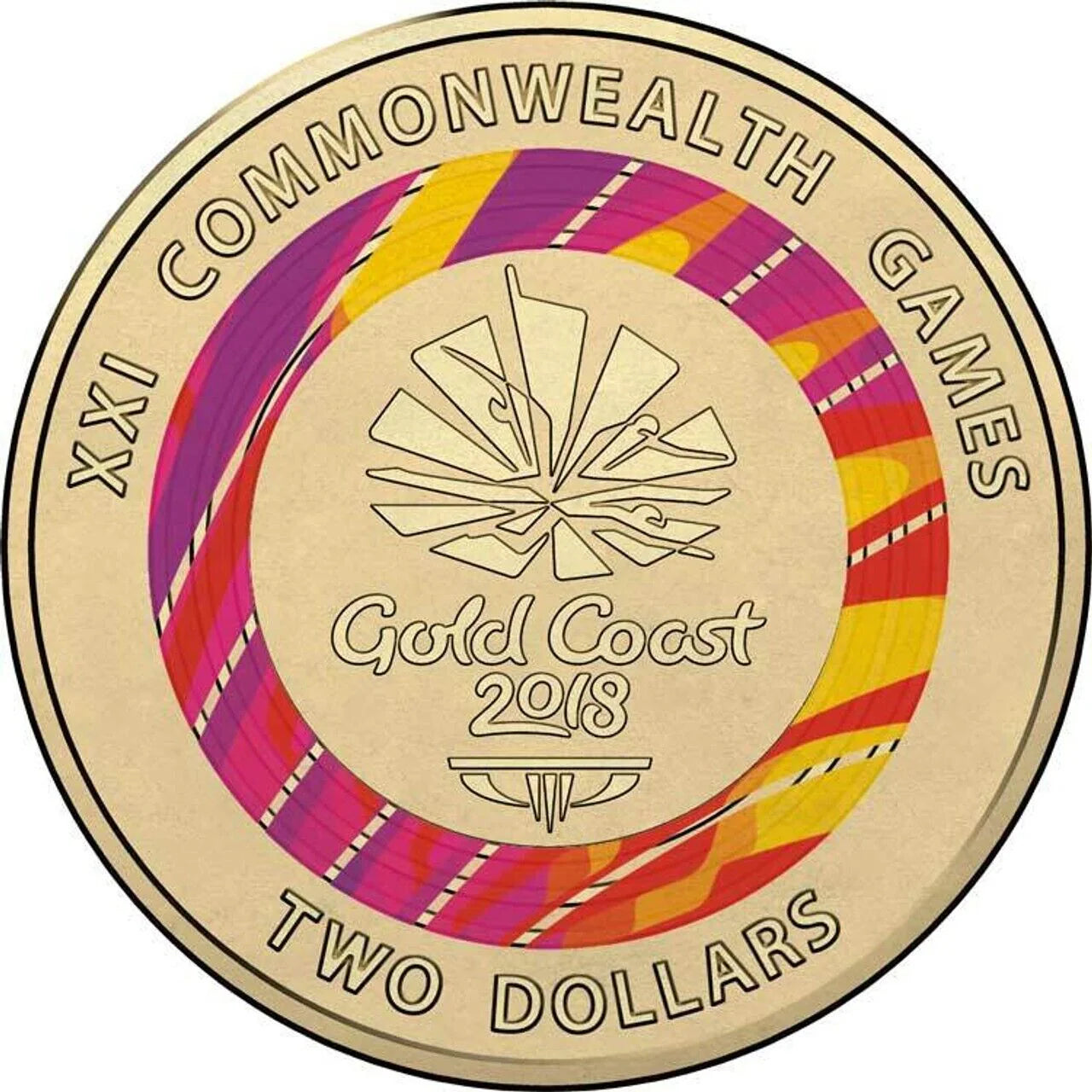 2018 Gold Coast - Red/Pink Circulated $2 Coin