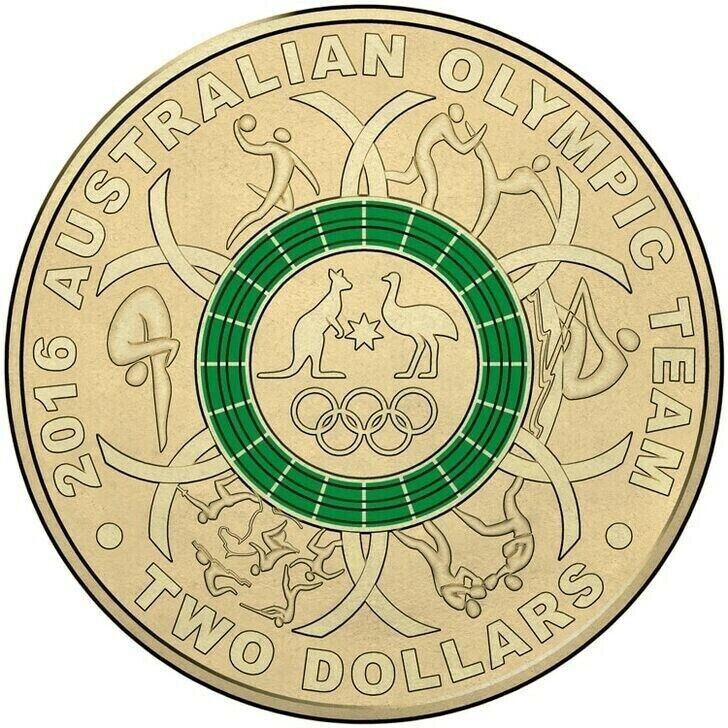 2016 Green Rio Olympic Circulated $2 Coin